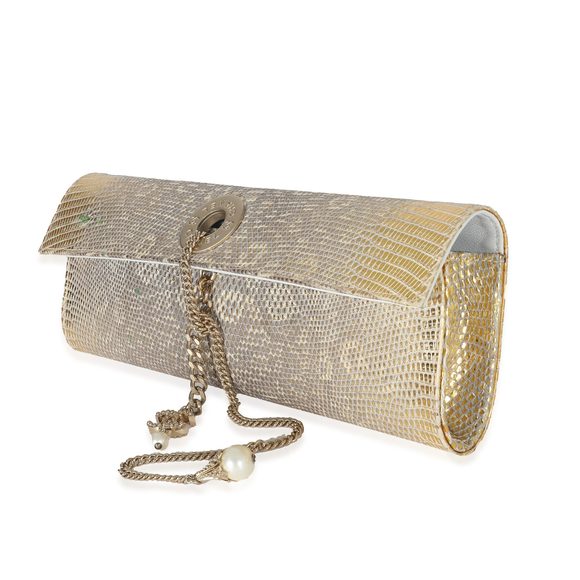 Chanel Gold Lizard Tube Flap Clutch - Picture 2 of 6